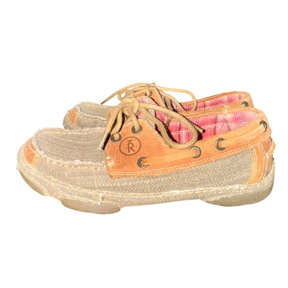 Tony Lama 3R Canvas Loafers Women's Size 6.5 B Beige Straw Leather Casual Shoes - Picture 2 of 8